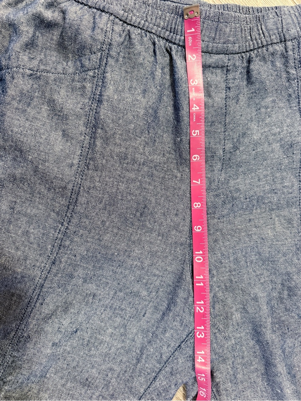 Old Navy Heathered Navy Elastic Waist Linen Chinos - Picture 6 of 10